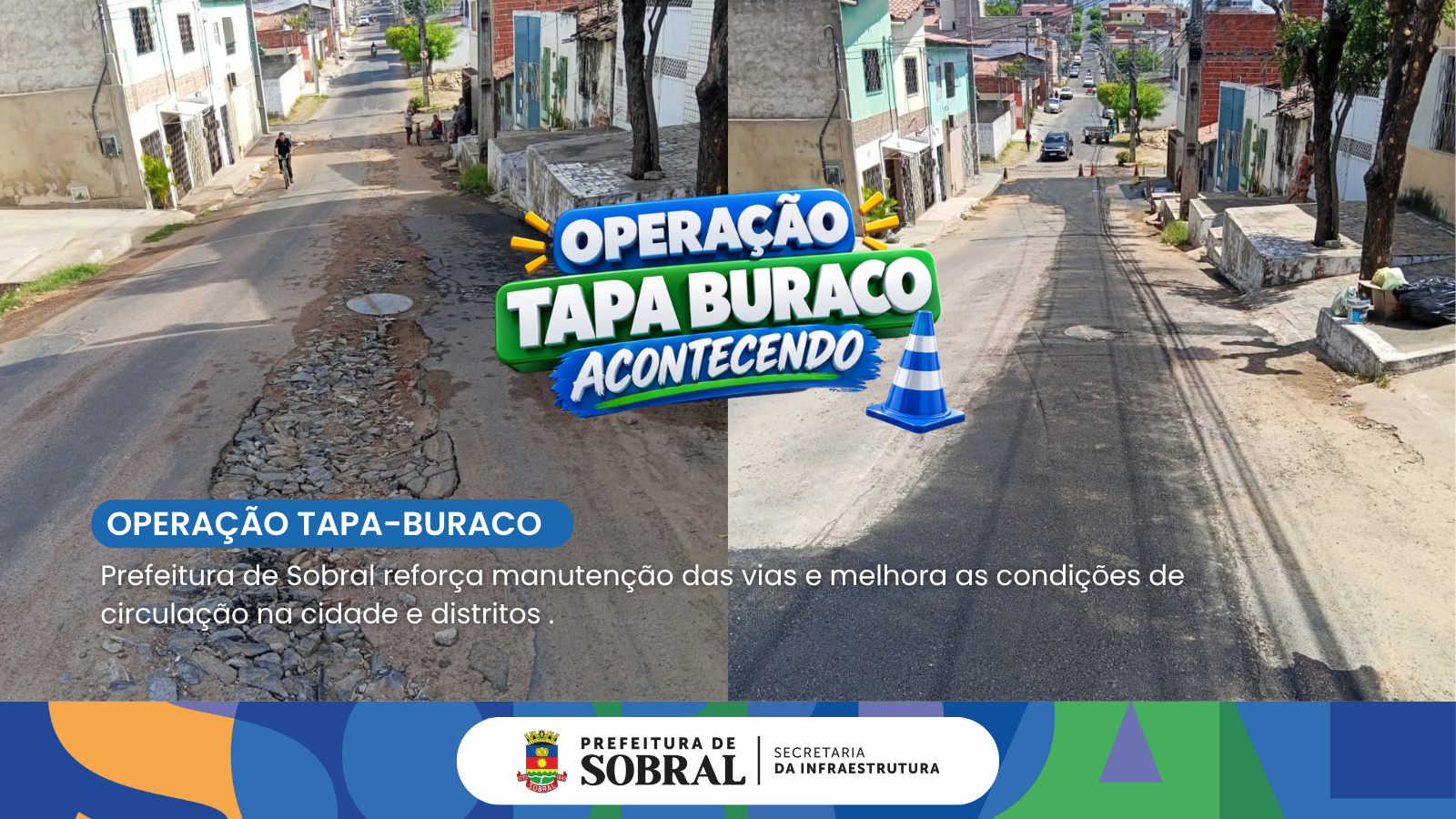 Prefeitura de Sobral intensifica operação tapa-buraco em ruas da sede e dos d...