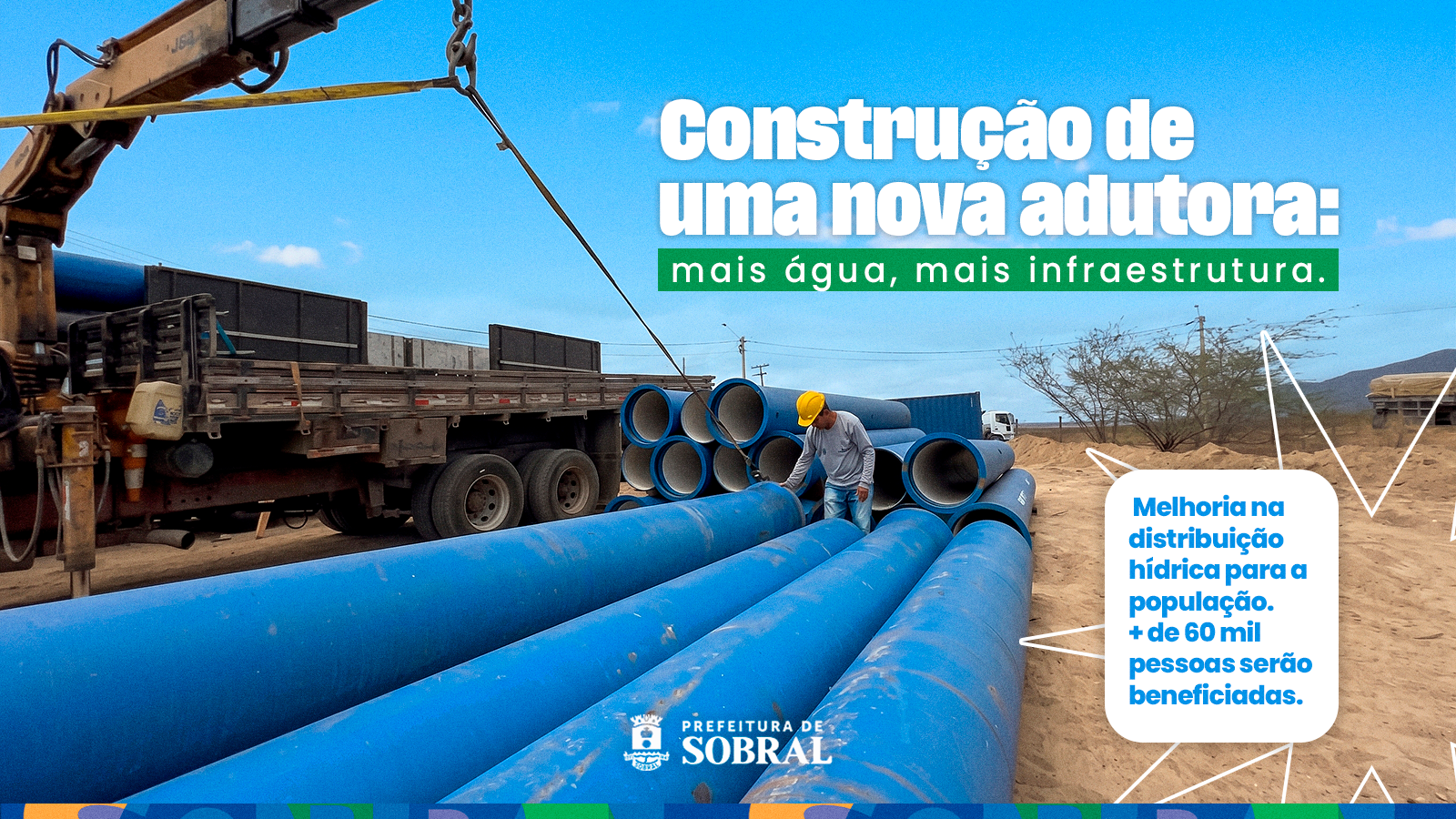 Construção de nova adutora vai ampliar o abastecimento de água em Sobral
