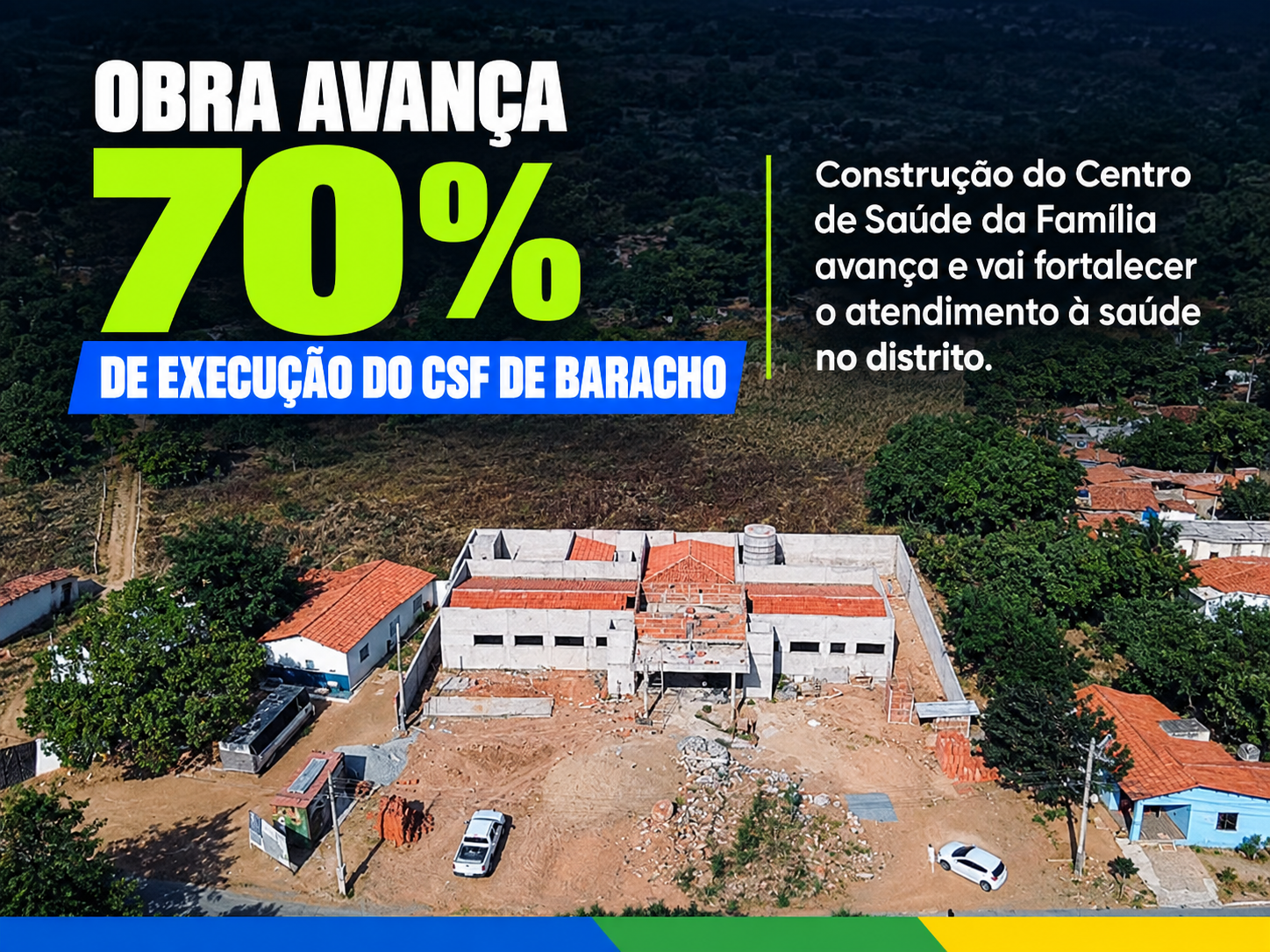 Construção do CSF de Baracho avança e chega a aproximadamente 70% de execução